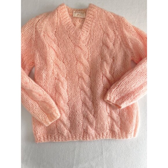 VTG Handmade in Italy Womens Sweater Alberic Wool No Size Tag Light Peach - Picture 3 of 8